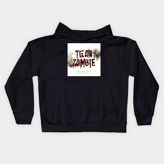 Team Zombie - white and red text Kids Hoodie by Liana Campbell